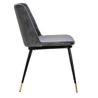 King Home Krzesło DIEGO ciemny szary - welur, podstawa czarno złota