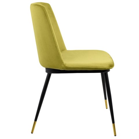 King Home Krzesło DIEGO jasnozielone - welur, podstawa czarno złota