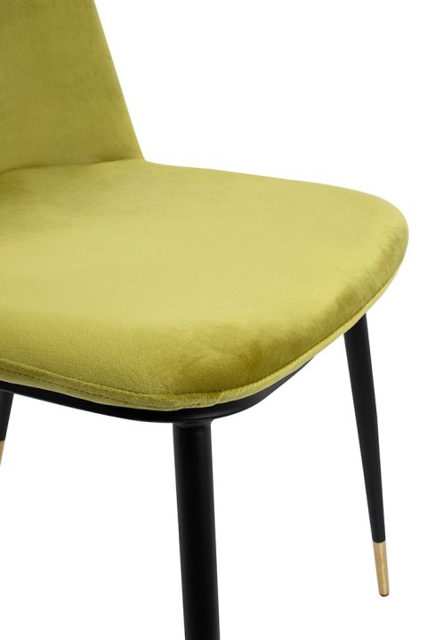 King Home Krzesło DIEGO jasnozielone - welur, podstawa czarno złota