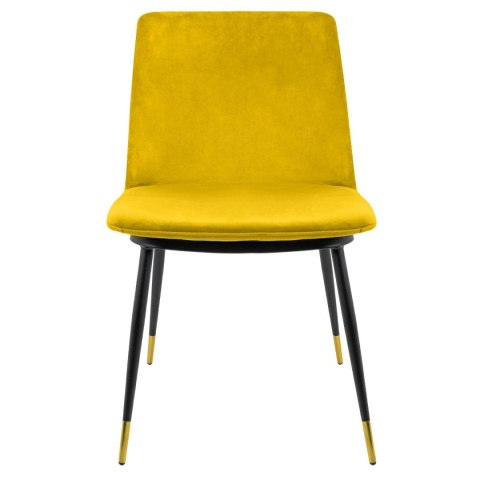 King Home Krzesło DIEGO żółte - welur, podstawa czarno złota