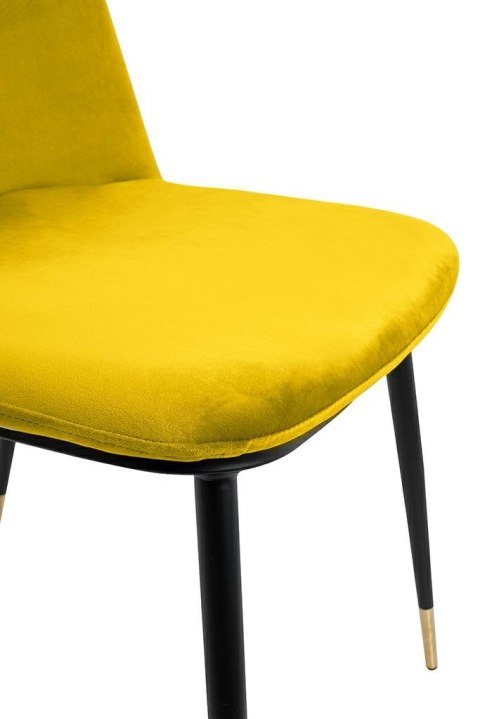 King Home Krzesło DIEGO żółte - welur, podstawa czarno złota