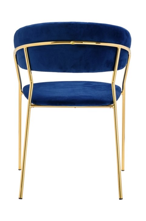 King Home Krzesło MARGO ciemny niebieski - welur, podstawa złota