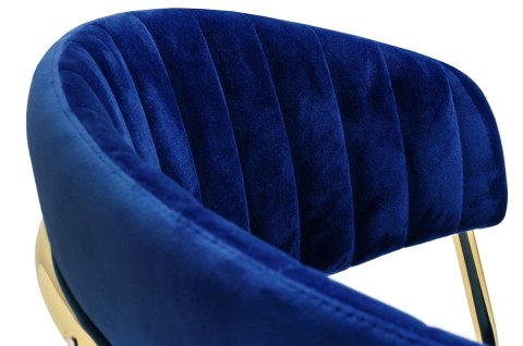 King Home Krzesło MARGO ciemny niebieski - welur, podstawa złota