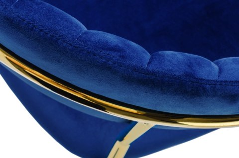 King Home Krzesło MARGO ciemny niebieski - welur, podstawa złota