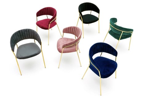 King Home Krzesło MARGO ciemny niebieski - welur, podstawa złota