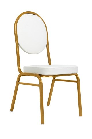 King Home Krzesło bankietowe / konferencyjne HESTIA białe / złote