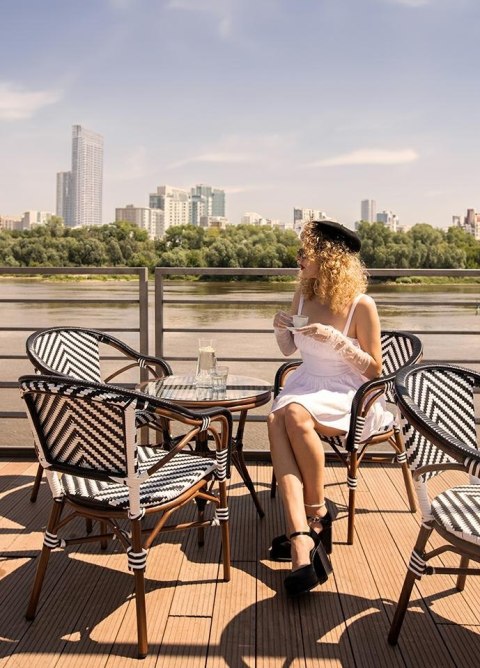 King Home Krzesło ogrodowe CAFE AZURE biały / czarny
