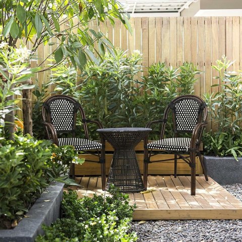 King Home Krzesło ogrodowe CAFE PARIS ARM brązowe rattan