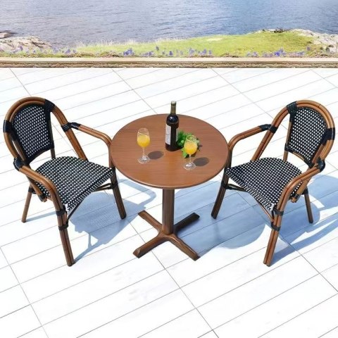 King Home Krzesło ogrodowe CAFE PARIS ARM brązowe rattan