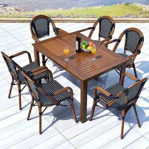 King Home Krzesło ogrodowe CAFE PARIS ARM brązowe rattan