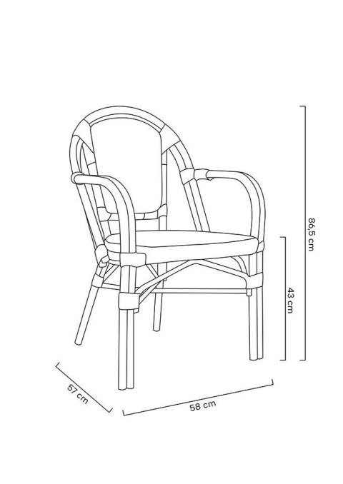 King Home Krzesło ogrodowe CAFE PARIS ARM brązowe rattan