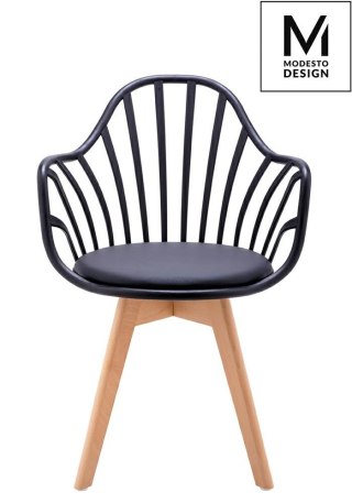 MODESTO MODESTO krzesło ALBERT ARM czarne - polipropylen, ekoskóra, drewno bukowe