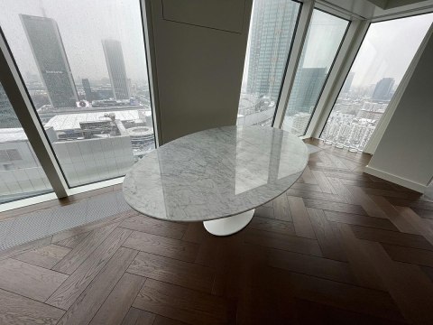 King Home Stół TULIP ELLIPSE MARBLE CARRARA 200 biały - marmur, metal