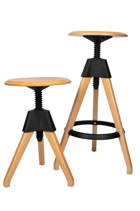 King Home Stołek JERRY czarny - polipropylen, drewno