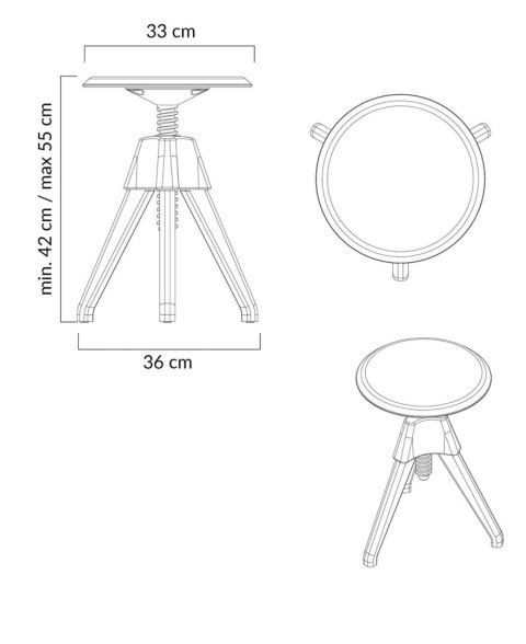 King Home Stołek JERRY czarny - polipropylen, drewno