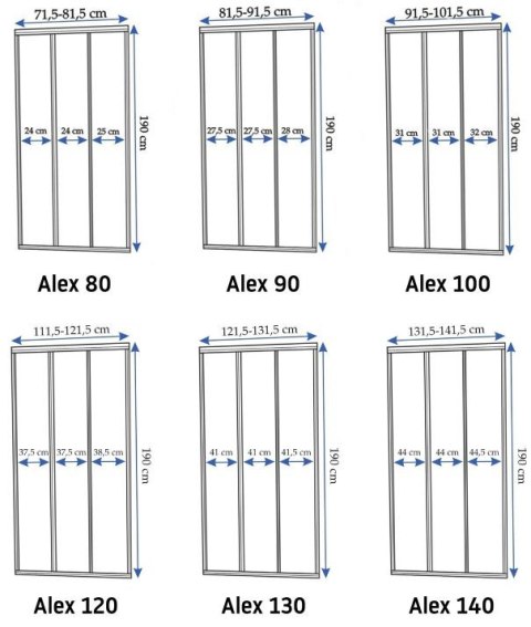 DRZWI PRYSZNICOWE ALEX CHROM 130