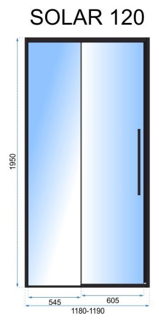 DRZWI PRYSZNICOWE SOLAR BLACK 130
