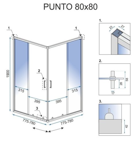 KABINA PUNTO BLACK 80x80