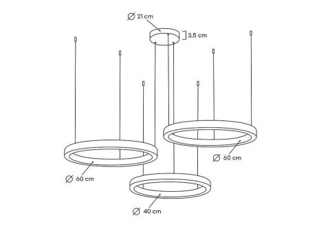 Moosee MOOSEE lampa wisząca RING 40 + 60 + 60 złota na jednej podsufitce