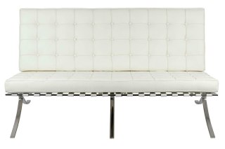 King Home Sofa trzyosobowa BARCELON PRESTIGE PLUS biała - włoska skóra naturalna