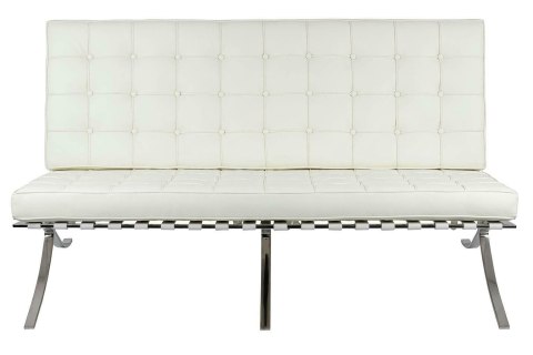 King Home Sofa trzyosobowa BARCELON PRESTIGE PLUS biała - włoska skóra naturalna