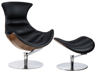 King Home Fotel HOMMER z podnóżkiem czarny