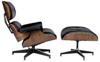 King Home Fotel LOUNGE HM XL czarny / orzech z podnóżkiem