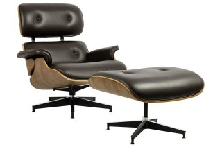 King Home Fotel LOUNGE HM brązowy / orzech z podnóżkiem