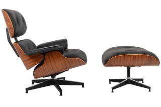 King Home Fotel LOUNGE HM czarny / róża z podnóżkiem