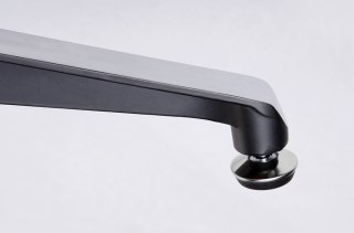 King Home Fotel LOUNGE czarny / orzech z podnóżkiem