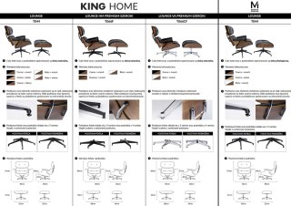 Modesto Design MODESTO fotel LOUNGE czarny / orzech z podnóżkiem , skóra ekologiczna