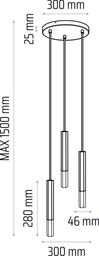 Lampa wisząca Madera2 Hexa 3 pł (plafon) klosz czarny