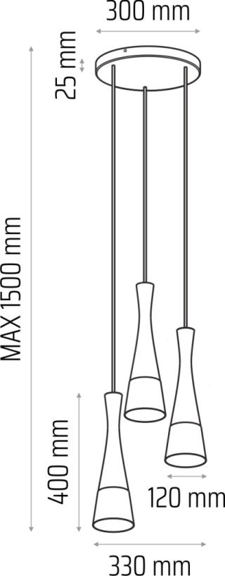 Lampa wisząca szara Vegas2 3pł (plafon)