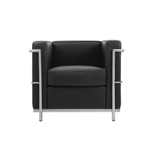 King Home Fotel SOFT LC2 czarny - włoska skóra naturalna, chrom