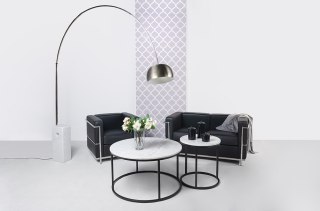 King Home Sofa dwuosobowa SOFT LC2 czarna - włoska skóra naturalna, metal