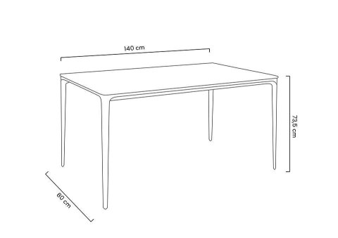 King Home Stół SLIM 140x80 czarny - ceramiczny marmur, aluminium