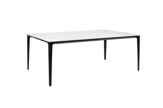 King Home Stół SLIM 180x90 biały, czarny - ceramiczny marmur, aluminium