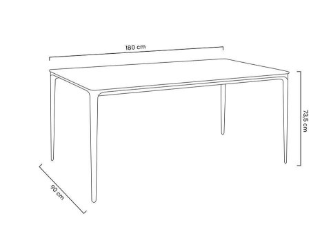 King Home Stół SLIM 180x90 czarny - ceramiczny marmur, aluminium