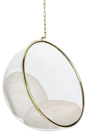 King Home Fotel wiszący BUBBLE GOLD VELVET poduszka beżowa