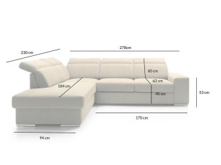 King Home Narożnik DAMBO z funkcją spania - II grupa tkanin