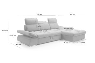 King Home Narożnik MONZA z funkcją spania - II grupa tkanin