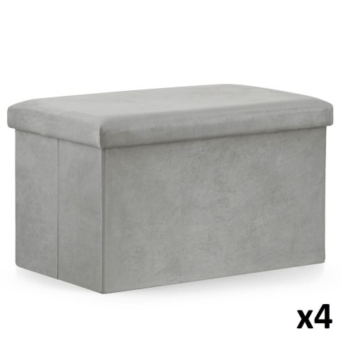 Pufa składana XL - 60x38x38cm aksamit szara x 4