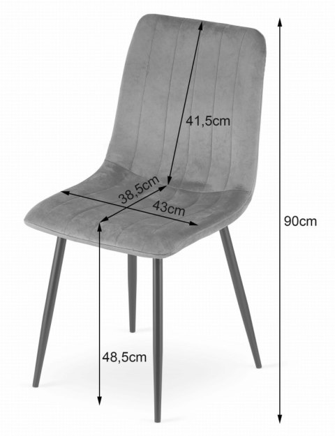 Krzesło LAVA - jasny szary aksamit x 4