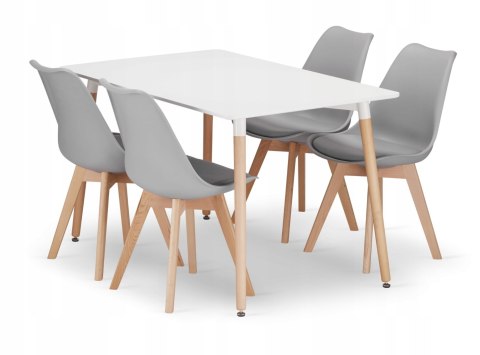 Zestaw stół prostokątny ADRIA 120x80cm biały + 4 krzesła MARK szare