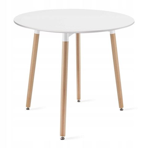 Zestaw stół okrągły KAMI 80cm biały + 4 krzesła MARK czarne