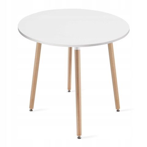 Zestaw stół okrągły KAMI 80cm biały + 4 krzesła MARK czarne
