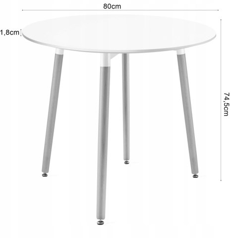 Zestaw stół okrągły KAMI 80cm biały + 4 krzesła MARK szare