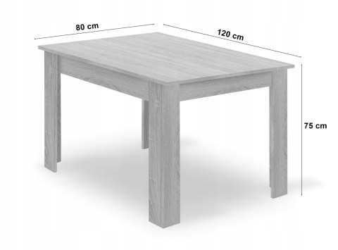 Zestaw stół prostokątny 120x80cm dąb sonoma + 4 krzesła MARK białe