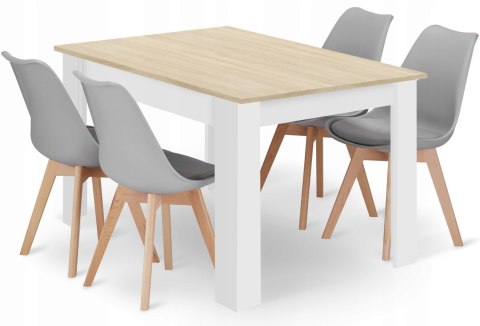 Zestaw stół prostokątny 120x80cm dąb sonoma + 4 krzesła MARK szare