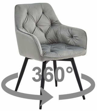 Krzesło JORK360 - aksamit srebrno-szary / nogi czarne x 2
